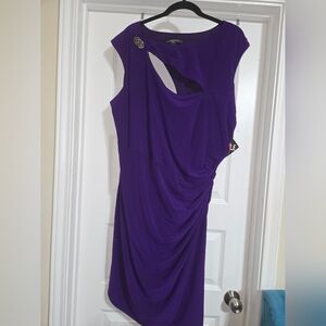 Elegant Purple Sleeveless Draped Evening Dress